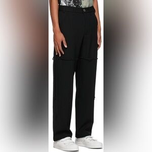 Song For the Mute black wool trousers size 48 with drawstring thigh detail